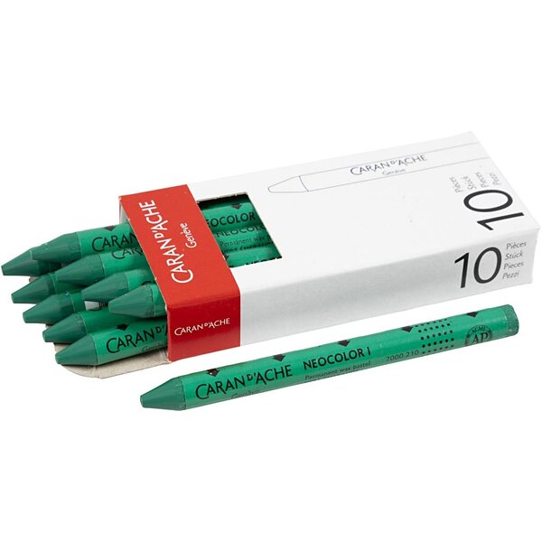 Caran Dache CARAN D’ACHE Neocolor I, L: 10 cm, dikte 8,5 mm, emerald green (210), 10 stuk/ 1 doos