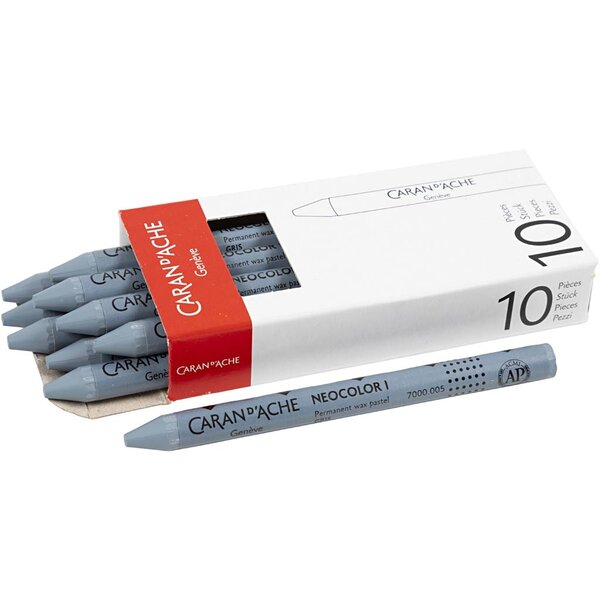 Caran Dache CARAN D’ACHE Neocolor I, L: 10 cm, dikte 8,5 mm, grey (005), 10 stuk/ 1 doos