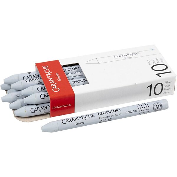 Caran Dache CARAN D’ACHE Neocolor I, L: 10 cm, dikte 8,5 mm, light grey (003), 10 stuk/ 1 doos
