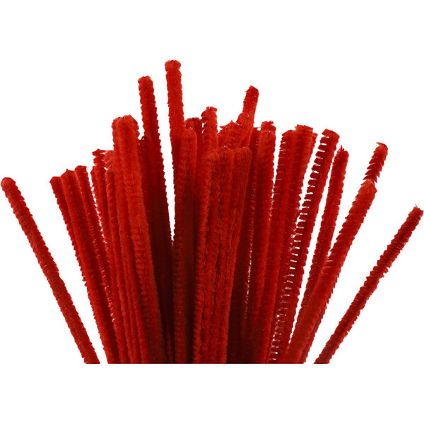 Creativ Company Chenille, L: 30 cm, dikte 6 mm, rood, 50 stuk/ 1 doos