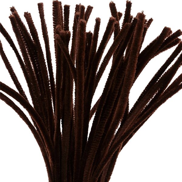 Creativ Company Chenille, L: 30 cm, dikte 6 mm, bruin, 50 stuk/ 1 doos