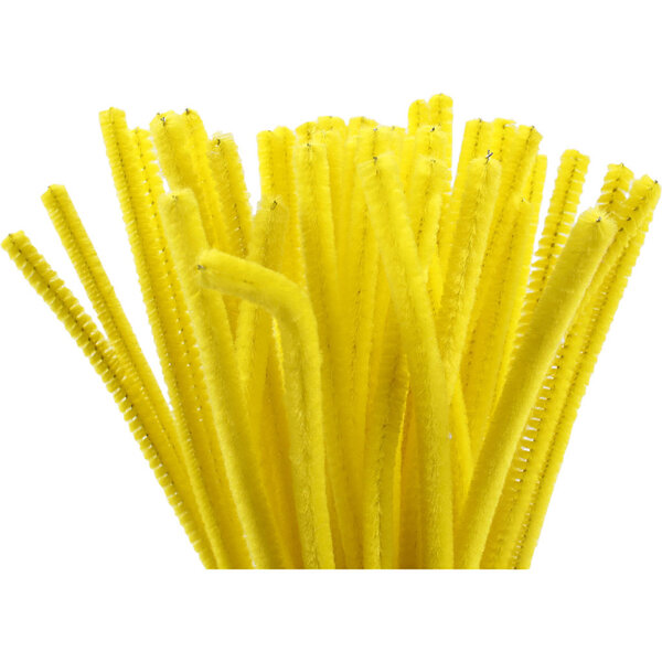 Creativ Company Chenille, L: 30 cm, dikte 6 mm, geel, 50 stuk/ 1 doos