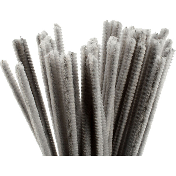 Creativ Company Chenille, L: 30 cm, dikte 6 mm, grijs, 50 stuk/ 1 doos