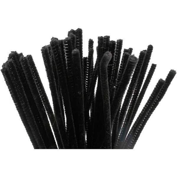 Creativ Company Chenille, L: 30 cm, dikte 6 mm, zwart, 50 stuk/ 1 doos