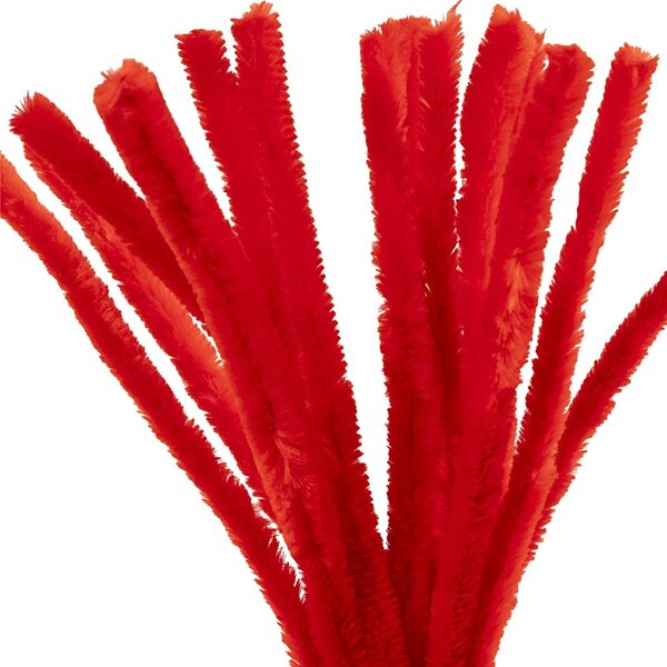 Creativ Company Chenille, L: 30 cm, dikte 15 mm, rood, 15 stuk/ 1 doos