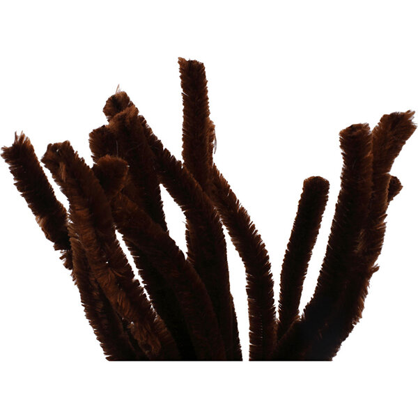 Creativ Company Chenille, L: 30 cm, dikte 15 mm, bruin, 15 stuk/ 1 doos