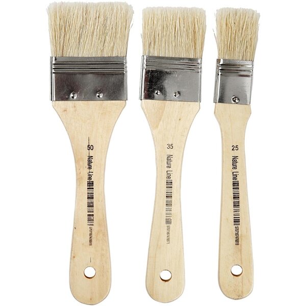 Creativ Company Vernis / Lak kwasten, L: 19 cm, B: 25-50 mm, plat, 3 stuk/ 1 doos