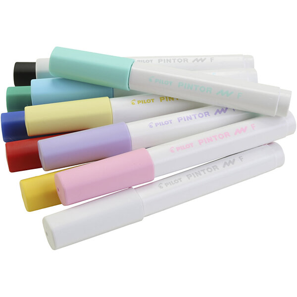 PILOT Pintor Markers, pastelkleuren, standaardkleuren, 12 stuk/ 1 doos