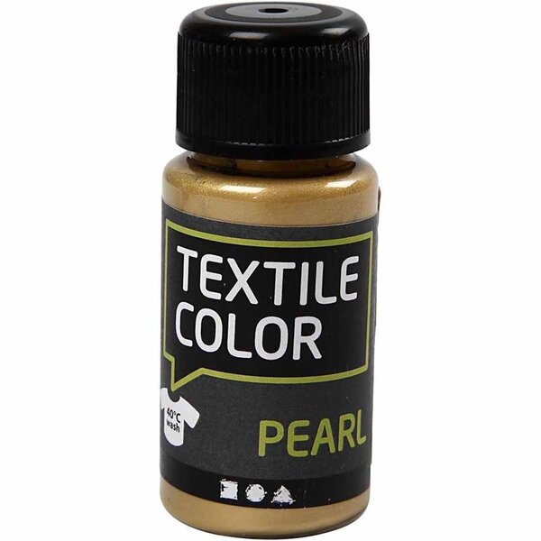 Creativ Company Textielkleur, parelmoer, goud, 50 ml/ 1 fles