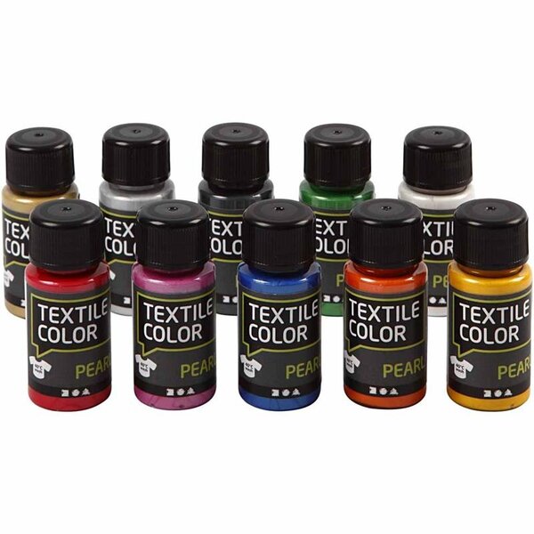 Creativ Company Textielkleur, parelmoer, diverse kleuren, 10x50 ml/ 1 doos