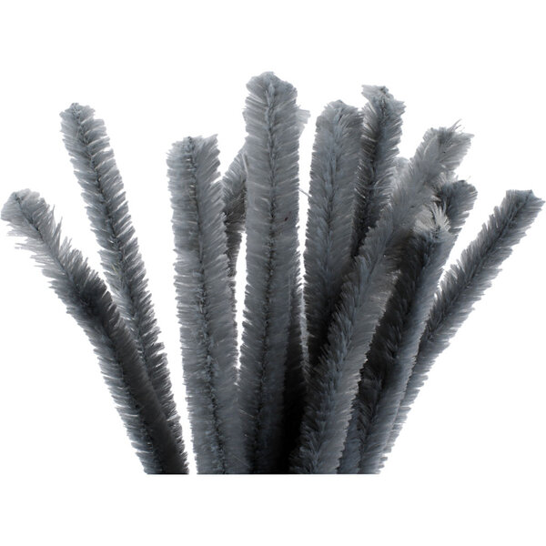 Creativ Company Chenille, L: 30 cm, dikte 15 mm, grijs, 15 stuk/ 1 doos