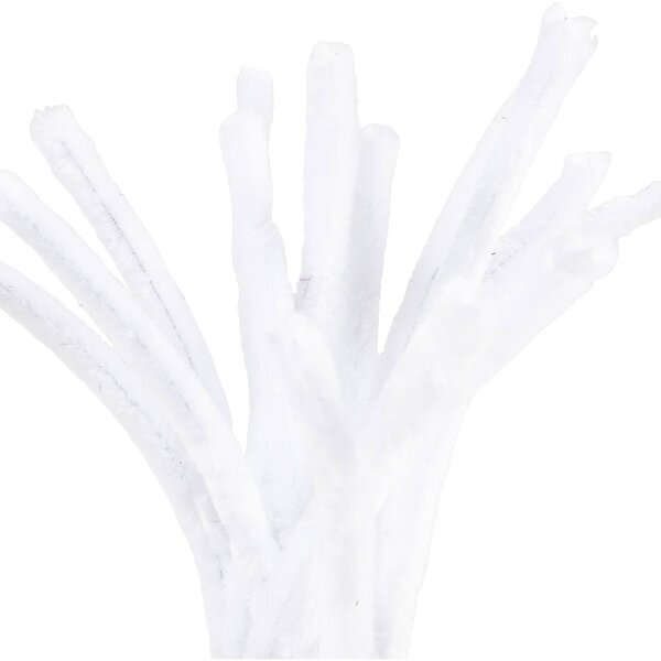 Creativ Company Chenille, L: 30 cm, dikte 15 mm, wit, 15 stuk/ 1 doos