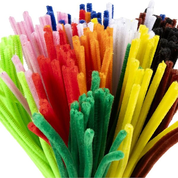 Creativ Company Chenille, L: 30 cm, dikte 6 mm, diverse kleuren, 200 div/ 1 doos