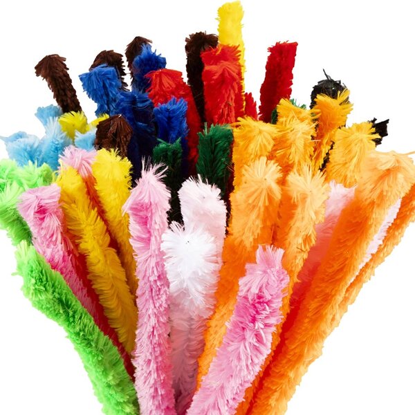 Creativ Company Chenille, grote, L: 45 cm, dikte 25 mm, diverse kleuren, 60 div/ 1 doos