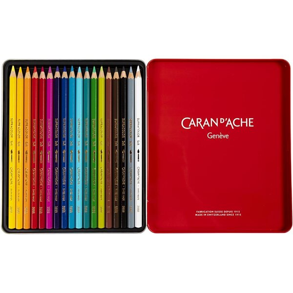CARAN D’ACHE Supracolor II aquarelpotloden, L: 17 cm, vulling 3.8 mm, diverse kleuren, 18 stuk/ 1 doos