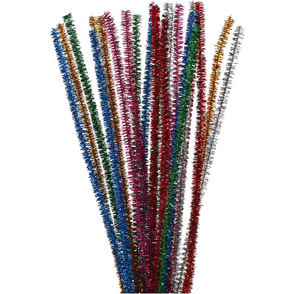 Creativ Company Chenille, L: 30 cm, dikte 6 mm, glitter, sterke kleuren, 24 div/ 1 doos