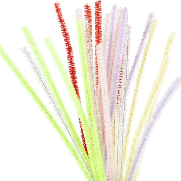 Creativ Company Chenille, L: 30 cm, dikte 6 mm, voorjaarskleuren, 24 div/ 1 doos