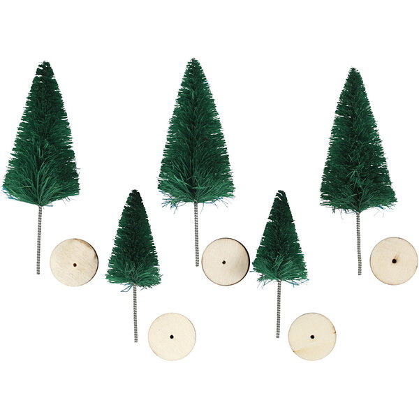 Creativ Company Kerstbomen, H: 40+60 mm, groen, 5 stuk/ 1 doos