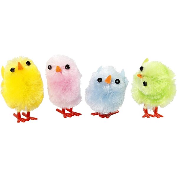Creativ Company Paaskuikens, H: 30 mm, pastelkleuren, 12 stuk/ 1 doos