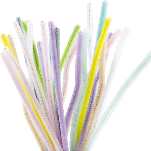 Creativ Company Chenille, L: 30 cm, dikte 6 mm, pastelkleuren, 25 div/ 1 doos