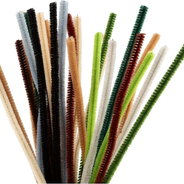 Creativ Company Chenille, L: 30 cm, dikte 6 mm, naturel, 25 stuk/ 1 doos
