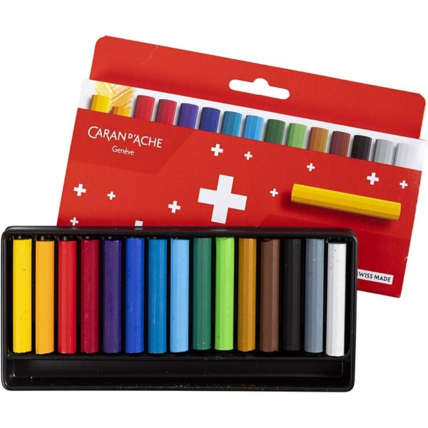 Caran Dache CARAN D’ACHE Neocolor I, Junior, L: 5 cm, dikte 8,5 mm, diverse kleuren, 15 stuk/ 1 doos