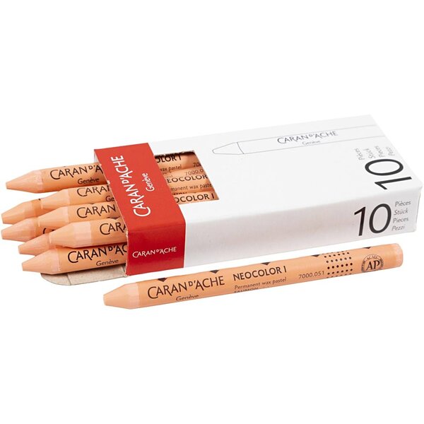 Caran Dache CARAN D’ACHE Neocolor I, L: 10 cm, dikte 8,5 mm, salmon (051), 10 stuk/ 1 doos