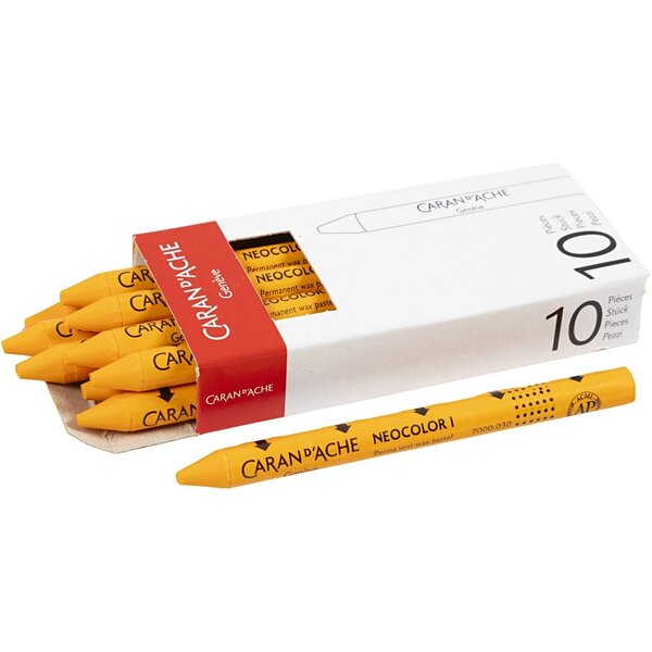 Caran Dache CARAN D’ACHE Neocolor I, L: 10 cm, dikte 8,5 mm, orange (030), 10 stuk/ 1 doos