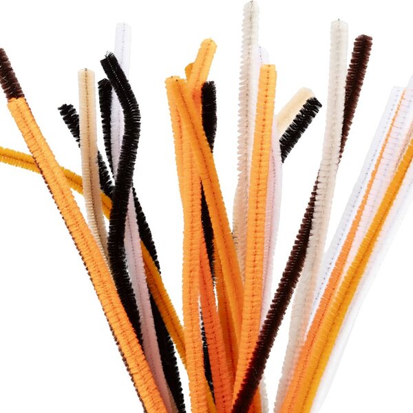 Creativ Company Chenille, L: 30 cm, dikte 6 mm, halloween kleuren, 25 div/ 1 doos