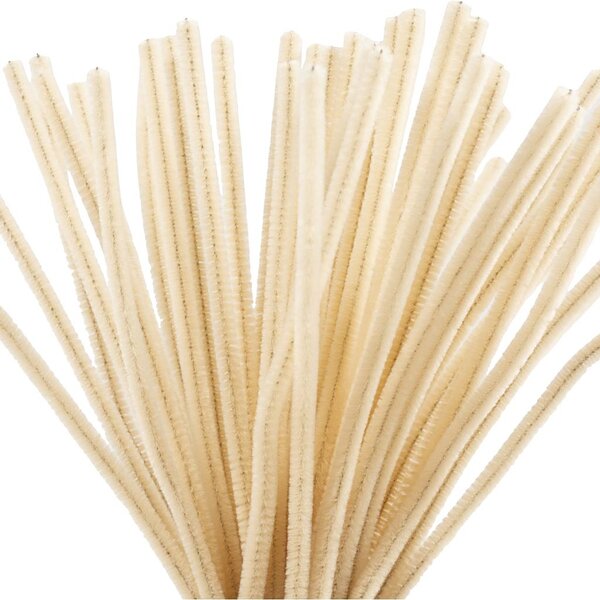 Creativ Company Chenille, L: 30 cm, dikte 6 mm, beige, 50 stuk/ 1 doos