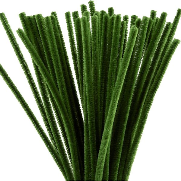 Creativ Company Chenille, L: 30 cm, dikte 6 mm, dennegroen, 50 stuk/ 1 doos