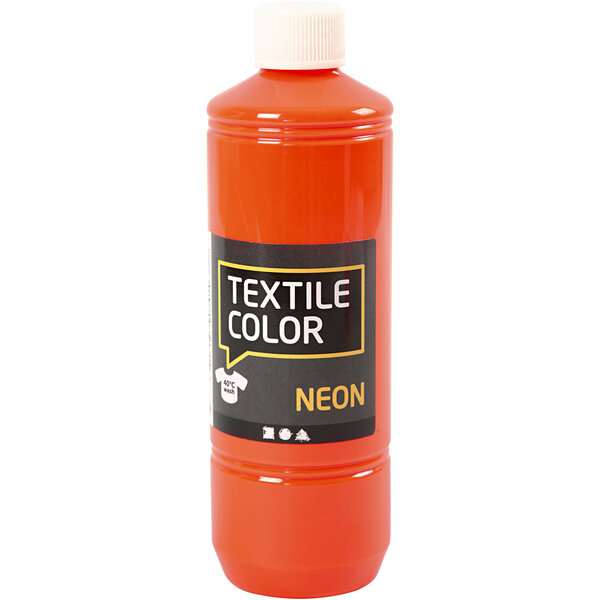 Creativ Company Textielkleur, neon oranje, 500 ml/ 1 fles