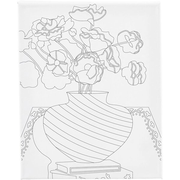 Creativ Company Schildercanvas met print, Boeket in vaas, D: 1,6 cm, afm 24x30 cm, 360 gr, 1 stuk