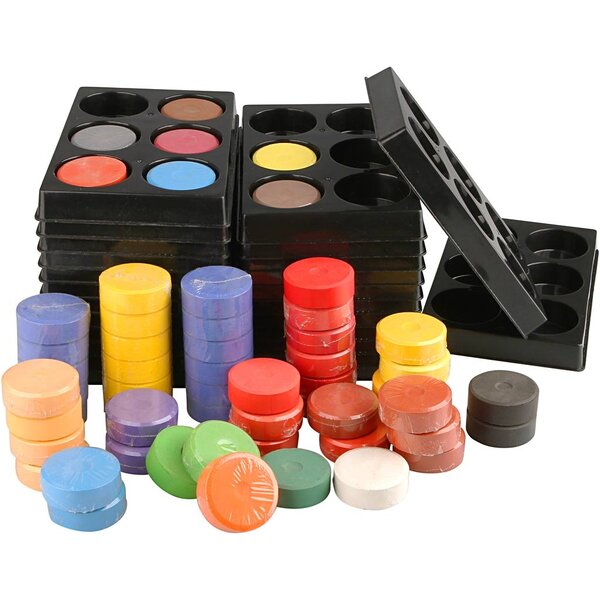 Colortime Waterverf, H: 16 mm, d 44 mm, diverse kleuren, 1 set