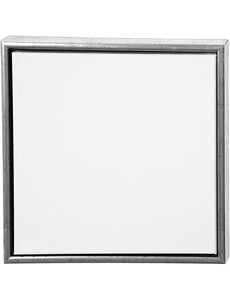 Creativ Company Canvas met lijst, afm 40x40 cm, 360 gr, antiek zilver, wit, 1 stuk