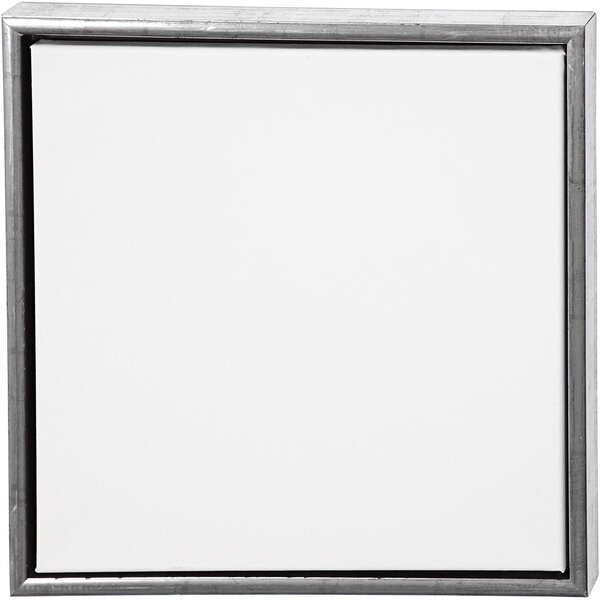 Creativ Company Canvas met lijst, afm 40x40 cm, 360 gr, antiek zilver, wit, 1 stuk