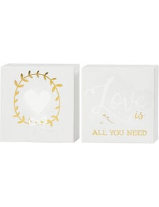  Canvas met goudkleurige motieven, H: 10,16 cm, D: 2,54 cm, B: 10,16 cm, wit, 2 stuk/ 1 doos