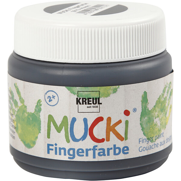 Kreul Mucki Vingerverf, zwart, 150 ml/ 1 Doosje