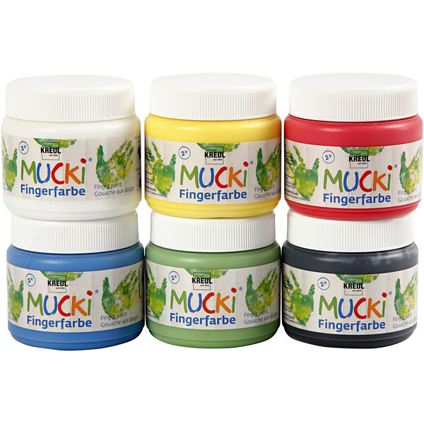 Kreul Mucki Vingerverf, diverse kleuren, 6x150 ml/ 1 doos