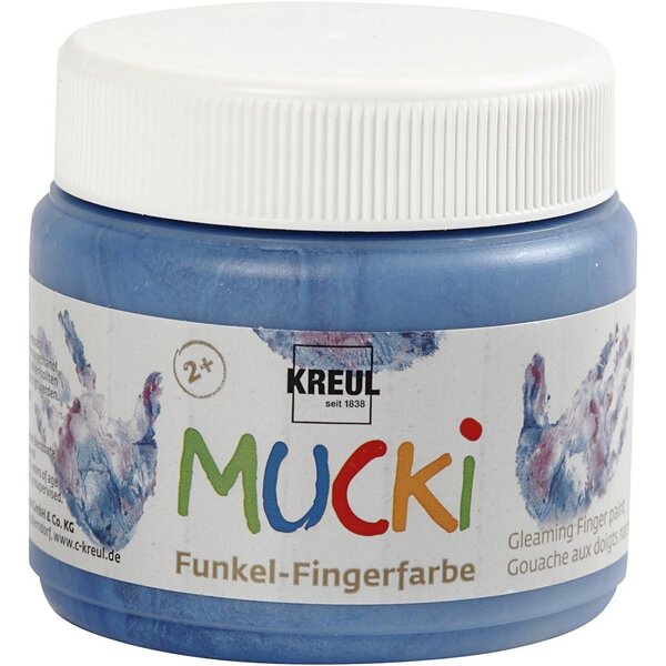Mucki Vingerverf, metallic blauw, 150 ml/ 1 Doosje