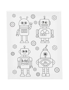  Schildercanvas met print, Robots , D: 1,6 cm, afm 24x30 cm, 360 gr, 1 stuk