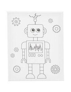 Creativ Company Schildercanvas met print, Robot, D: 1,6 cm, afm 24x30 cm, 360 gr, 1 stuk
