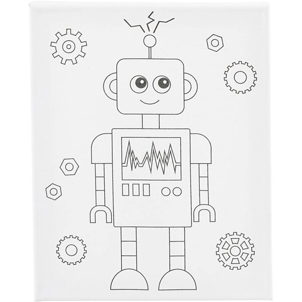 Creativ Company Schildercanvas met print, Robot, D: 1,6 cm, afm 24x30 cm, 360 gr, 1 stuk