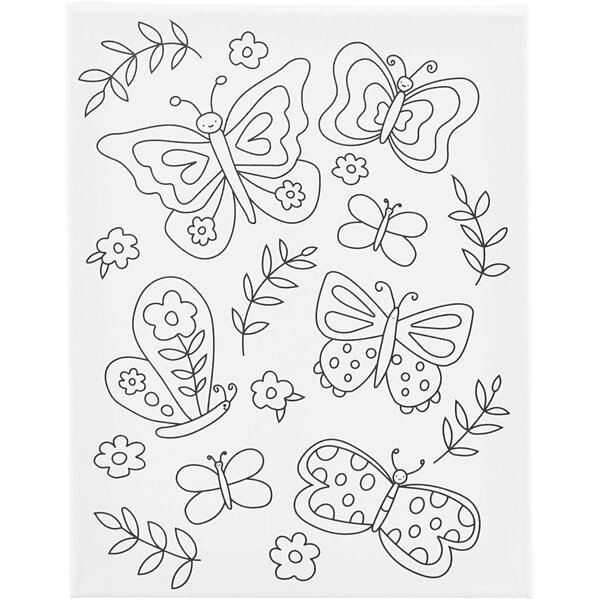 Creativ Company Schildercanvas met print, Vlinders, D: 1,6 cm, afm 24x30 cm, 360 gr, 1 stuk