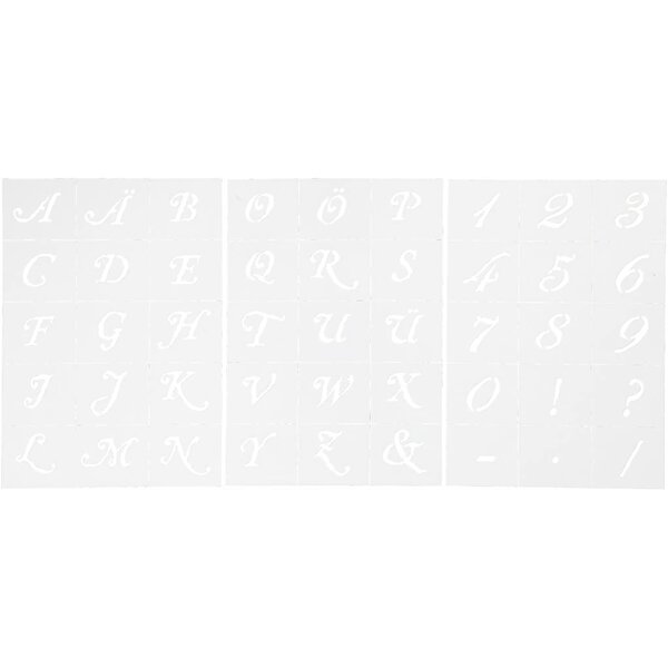 Viva Decor Letters en cijfers sjabloon, H: 20-30 mm, A5, vel 148x210 mm, 3 vel/ 1 doos