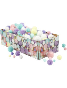 Creativ Company Pom-poms, d 15-40 mm, glitter, pastelkleuren, 400 gr/ 1 doos