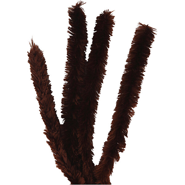 Creativ Company Chenille, L: 40 cm, dikte 30 mm, bruin, 4 stuk/ 1 doos
