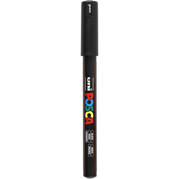Uni-Posca Posca Marker, afm PC-1MR, lijndikte 0,7 mm, extra-fijn, zwart, 1 stuk