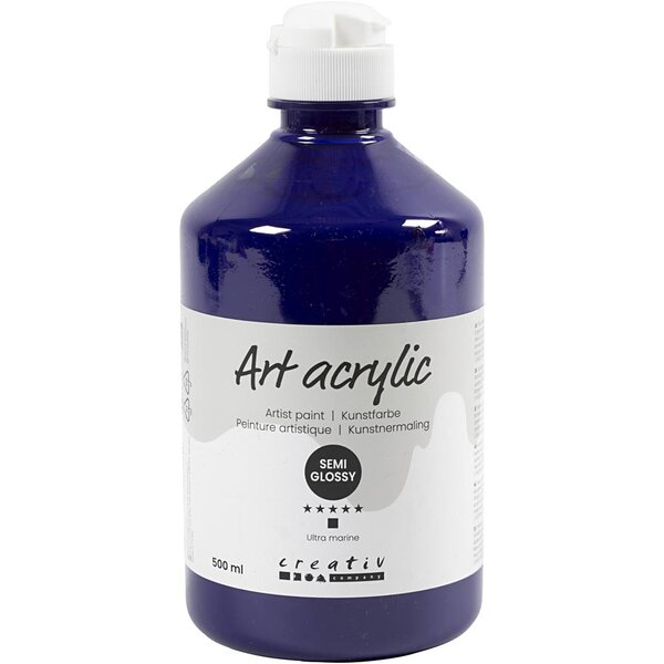 Creativ Company Acryl Verf, semi-glanzend, dekkend, ultra marine, 500 ml/ 1 fles