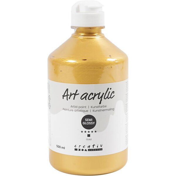 Creativ Company Acryl Verf, semi-glanzend, dekkend, goud, 500 ml/ 1 fles